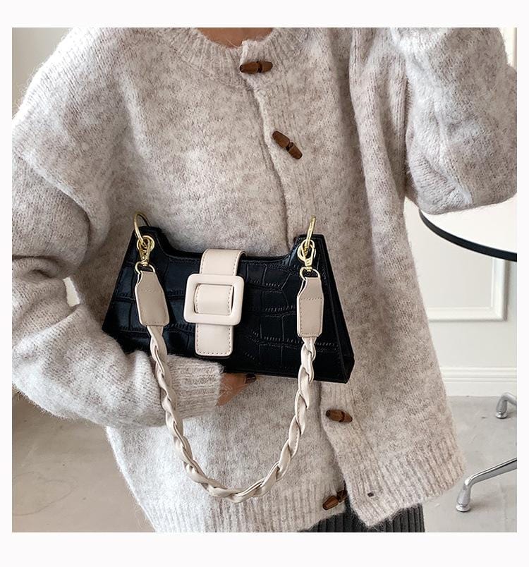 Two Tone Croc Shoulder Bag - Image 9