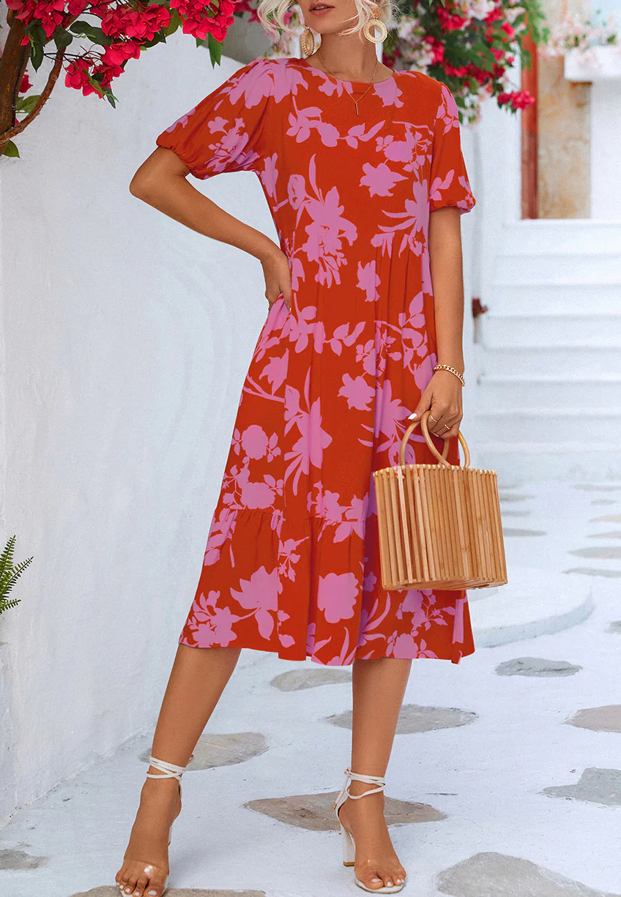 Two Tone Floral Dress - Image 9
