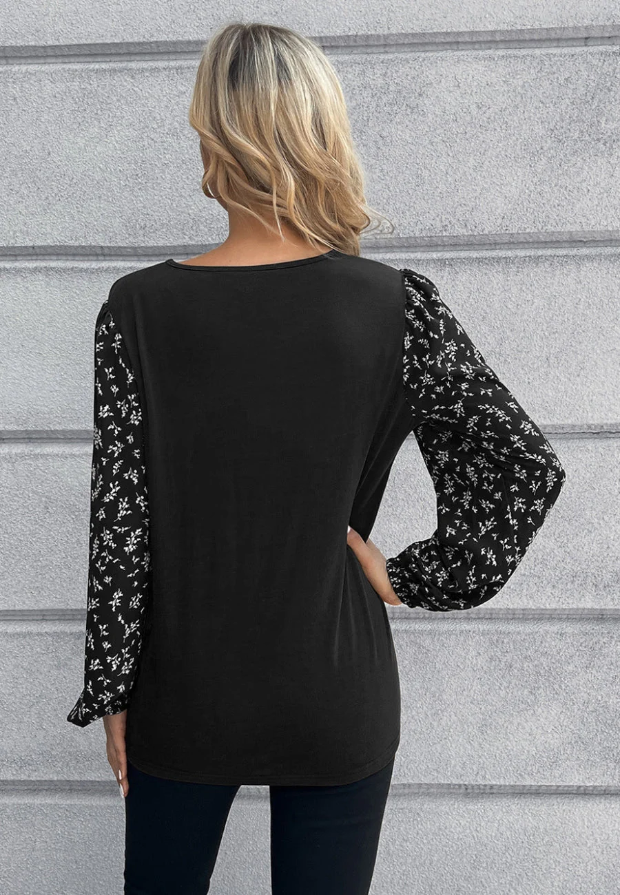 Two Tone Floral Light Sweater - Image 3