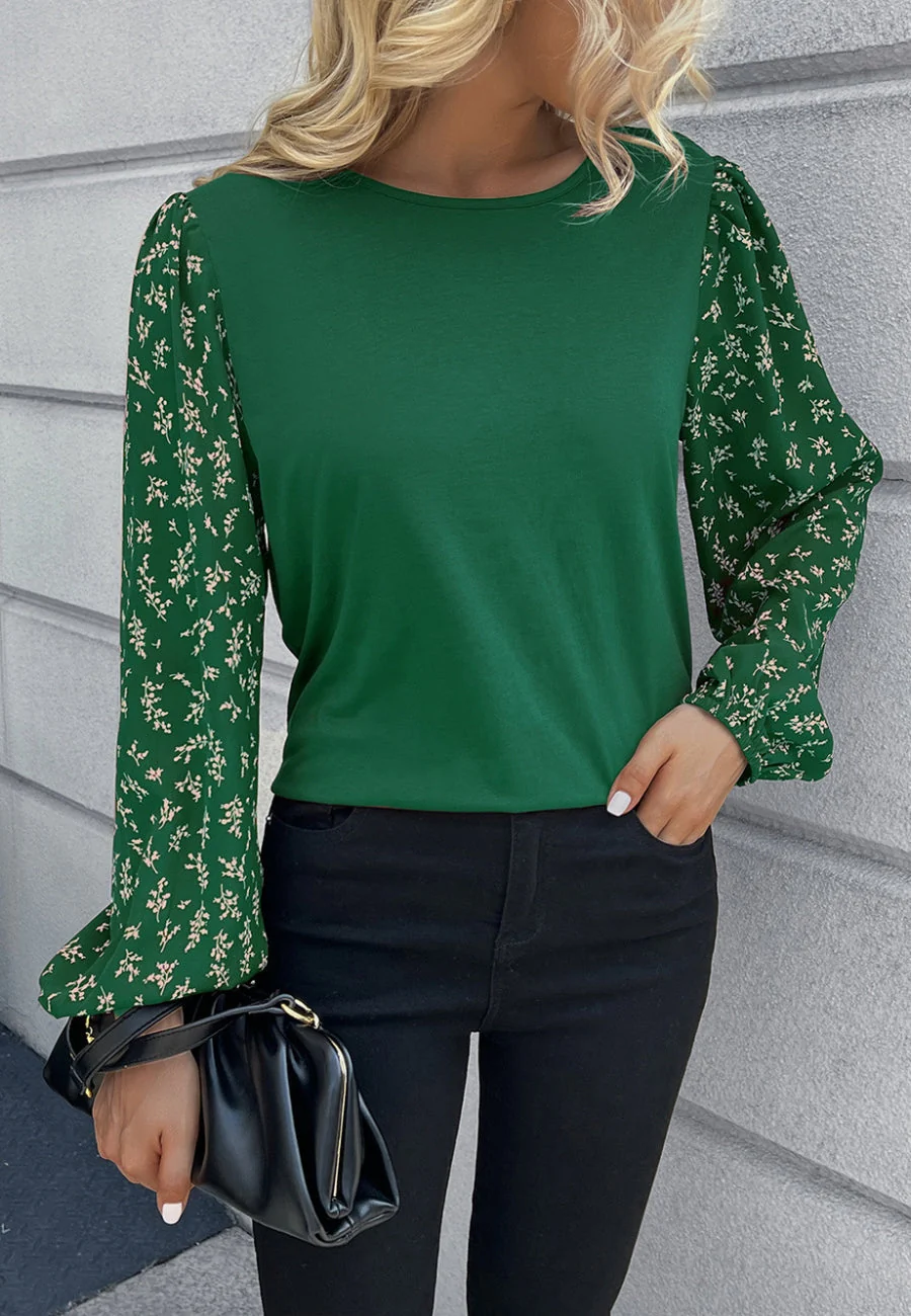 Two Tone Floral Light Sweater - Image 8