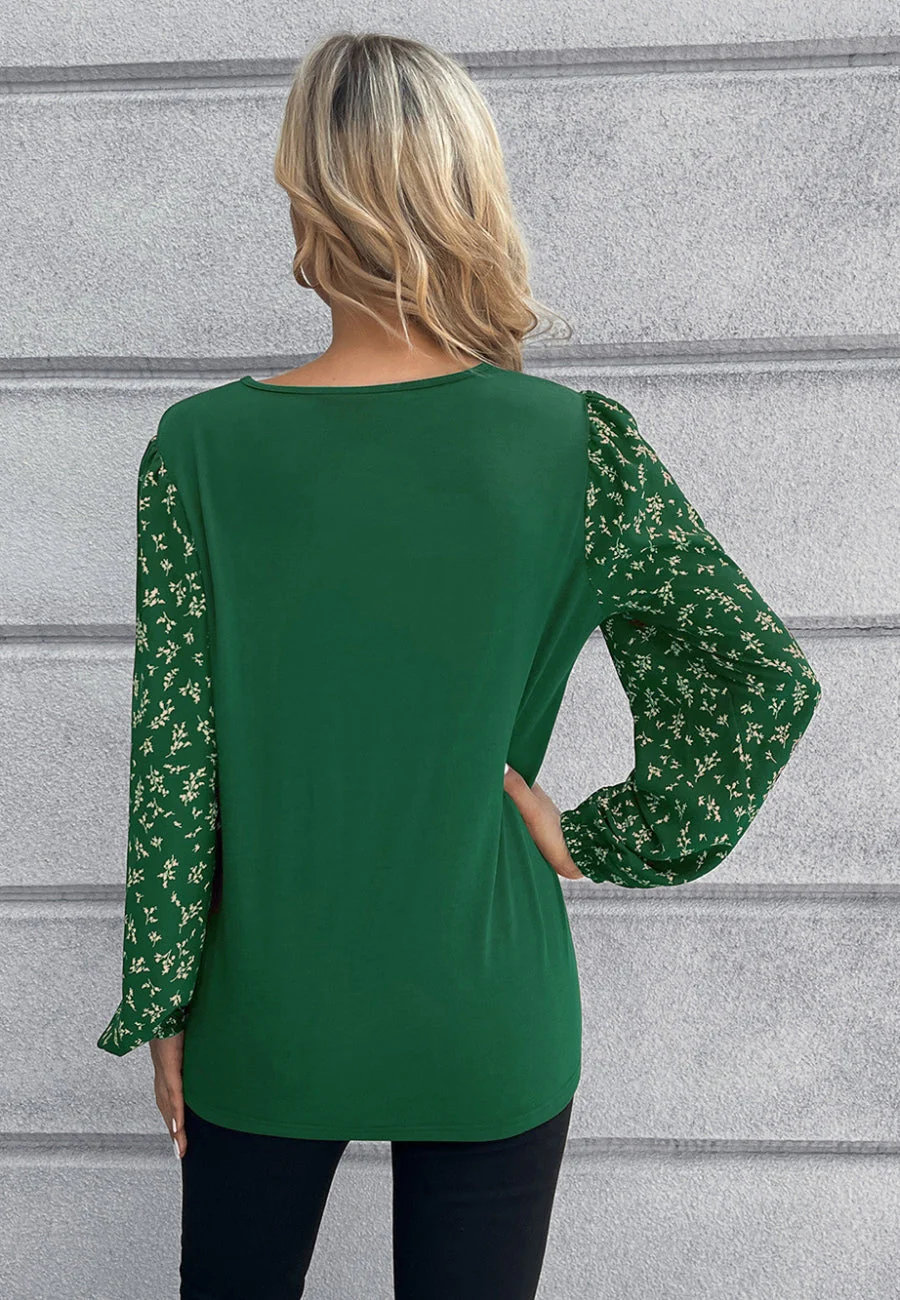 Two Tone Floral Light Sweater - Image 9