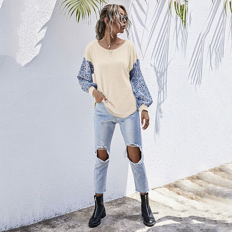Two Tone Floral Print Sweater - Image 10