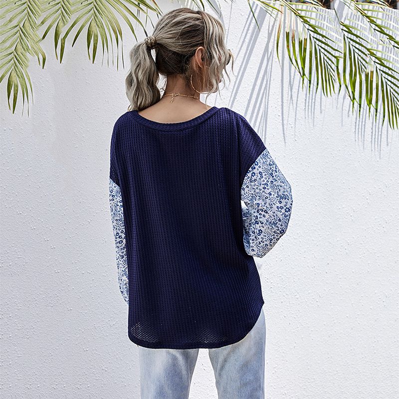 Two Tone Floral Print Sweater - Image 7