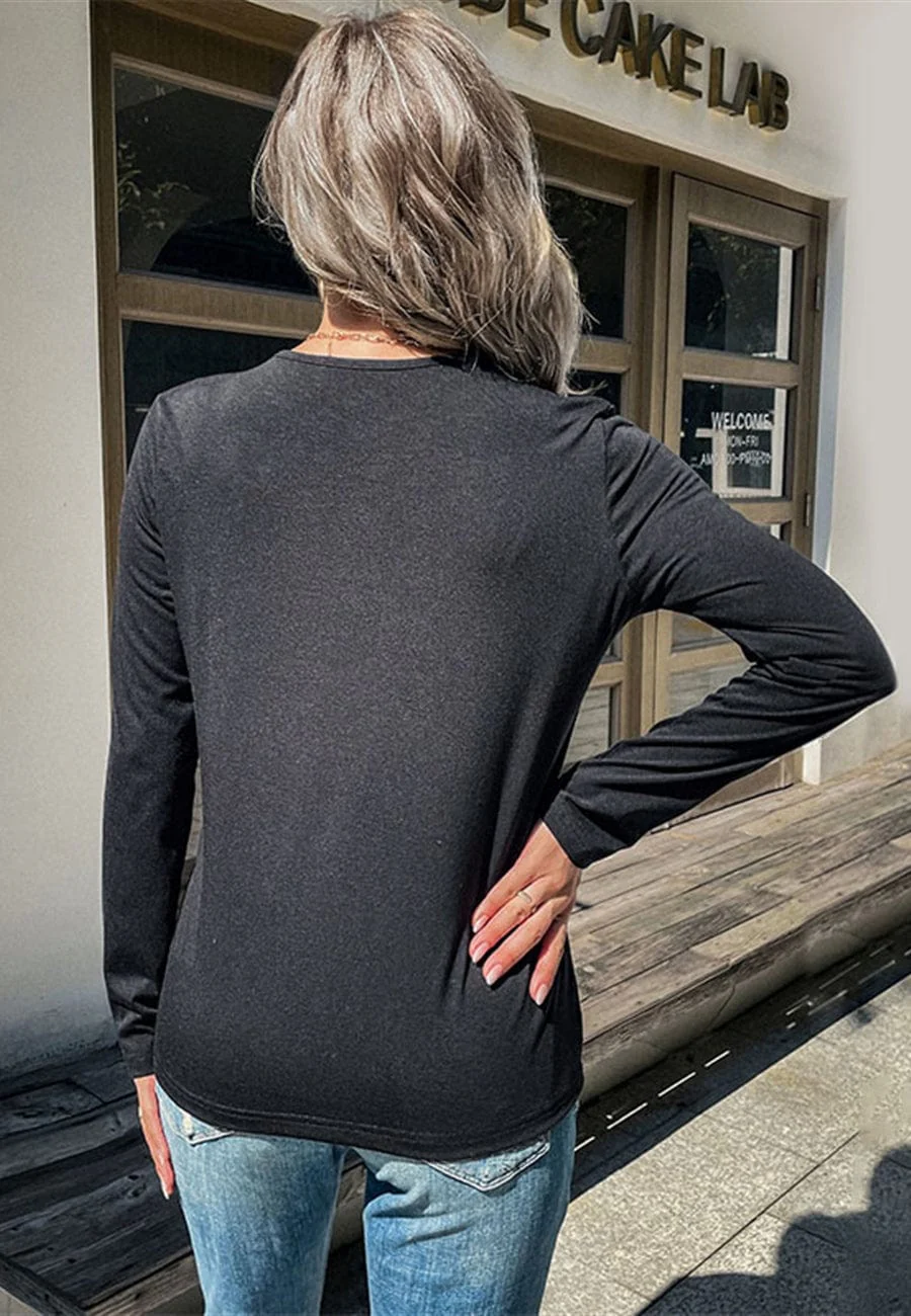Two Tone Leopard Basic Sweater - Image 4