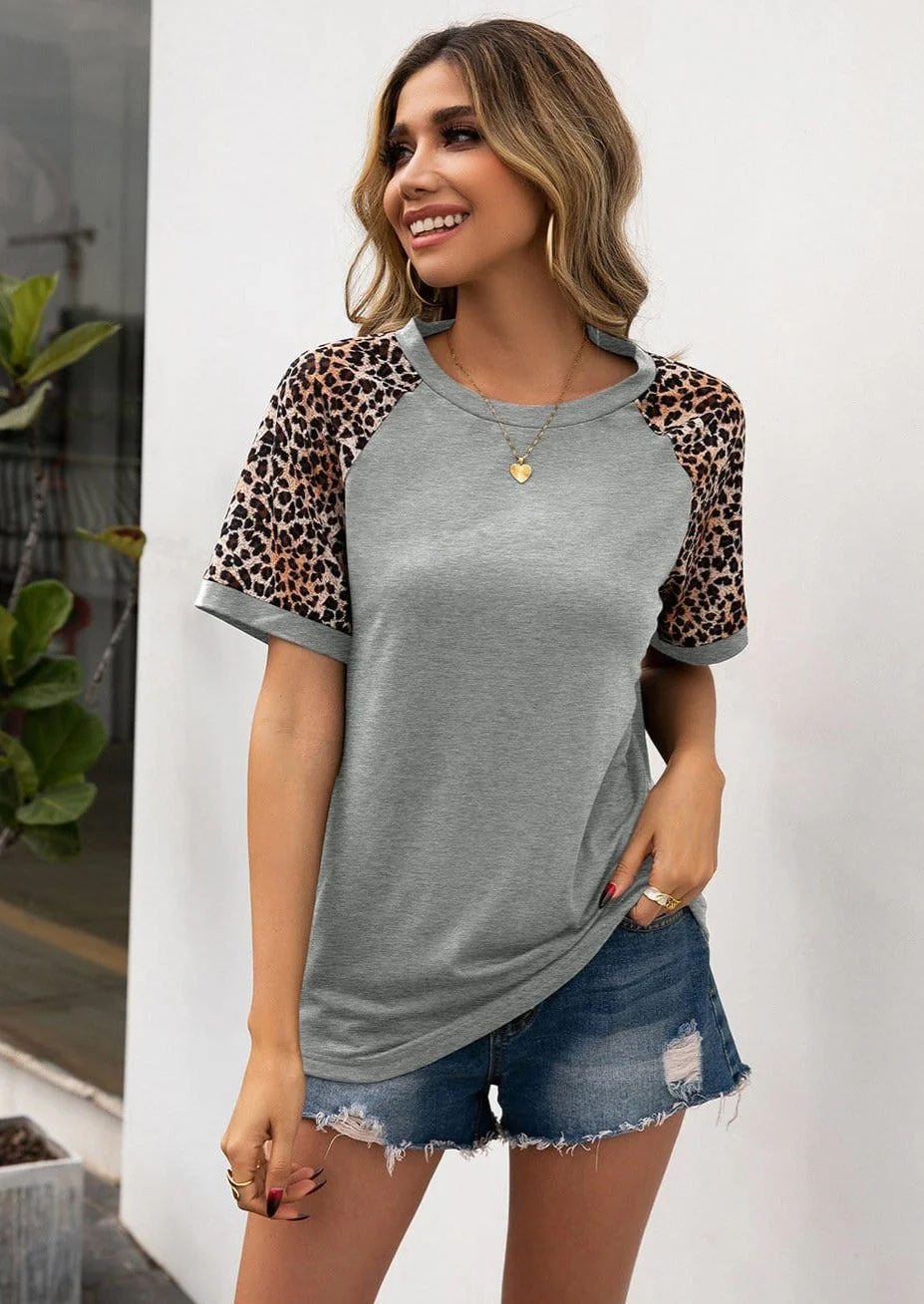 Two Tone Leopard Basic Tee - Image 2