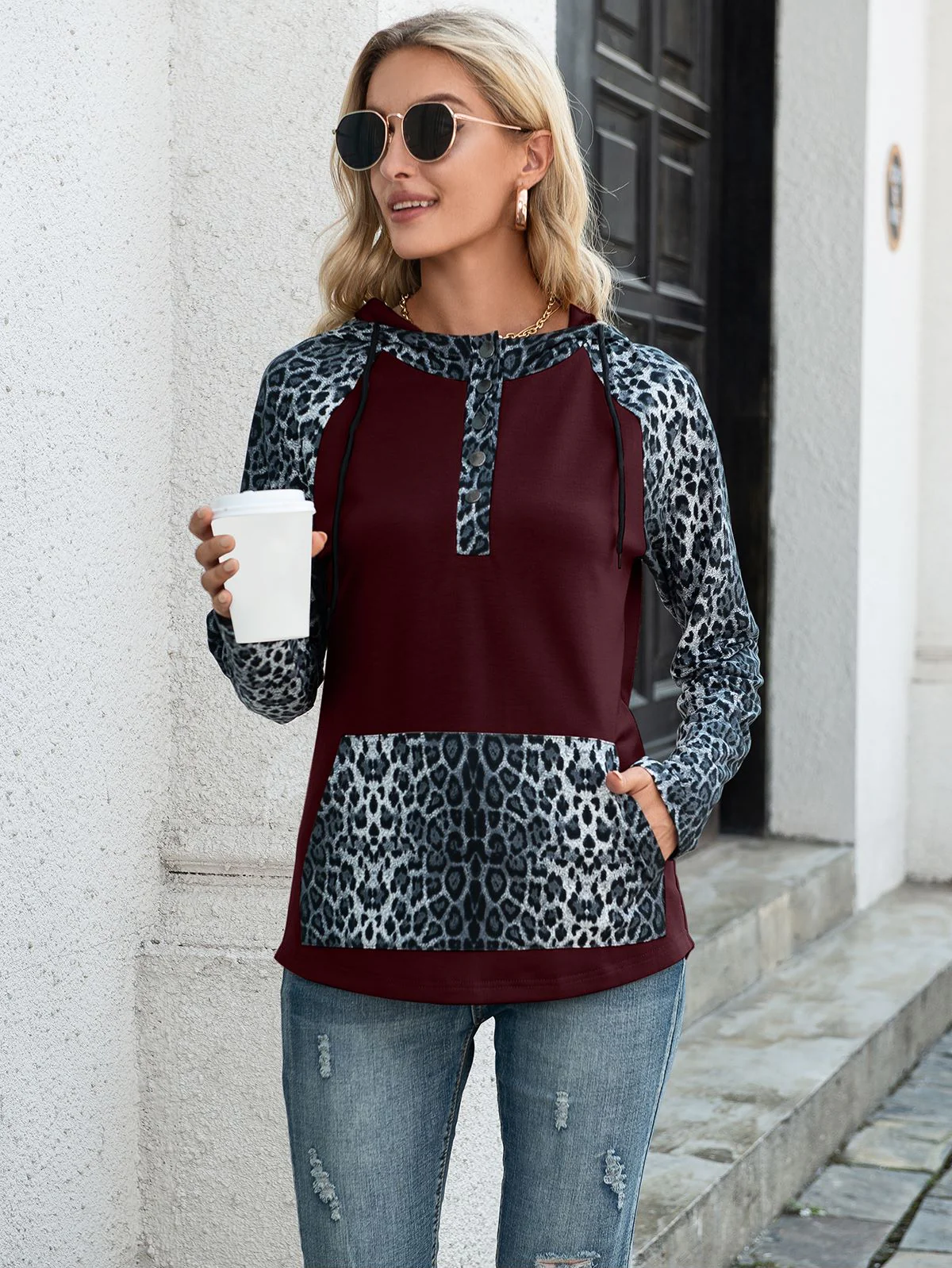 Two Tone Leopard Hoodie - Image 10
