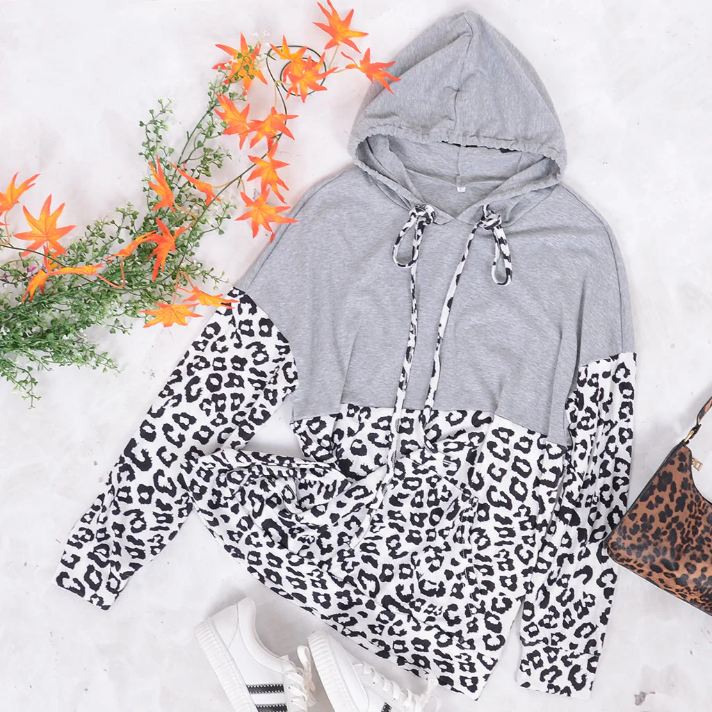 Two Tone Leopard Print Hoodie - Image 11
