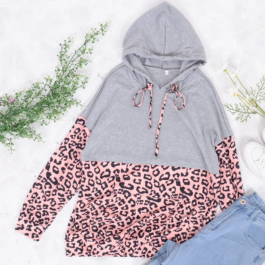 Two Tone Leopard Print Hoodie - Image 7
