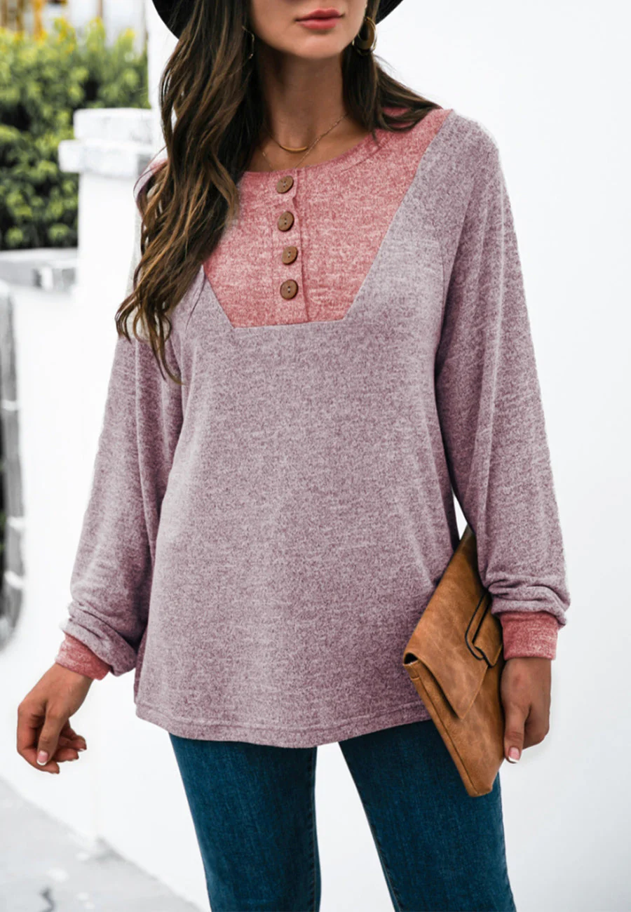 Two Tone Light Henley Sweater - Image 4