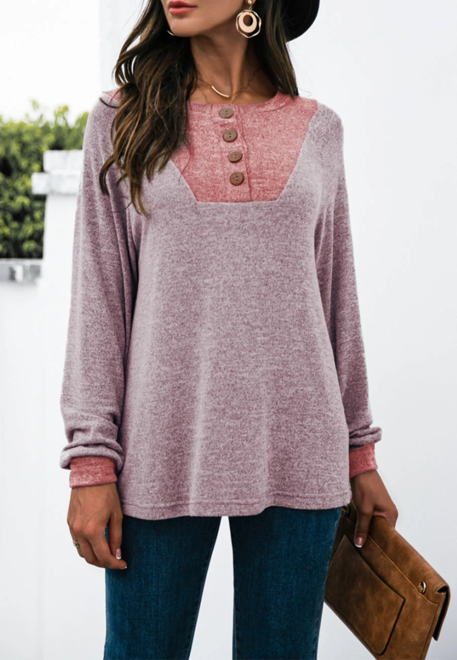 Two Tone Light Henley Sweater - Image 6