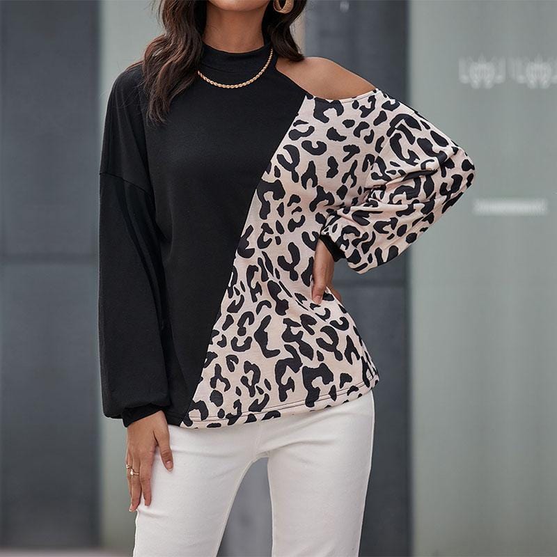 Two Tone One Shoulder Sweater - Image 3