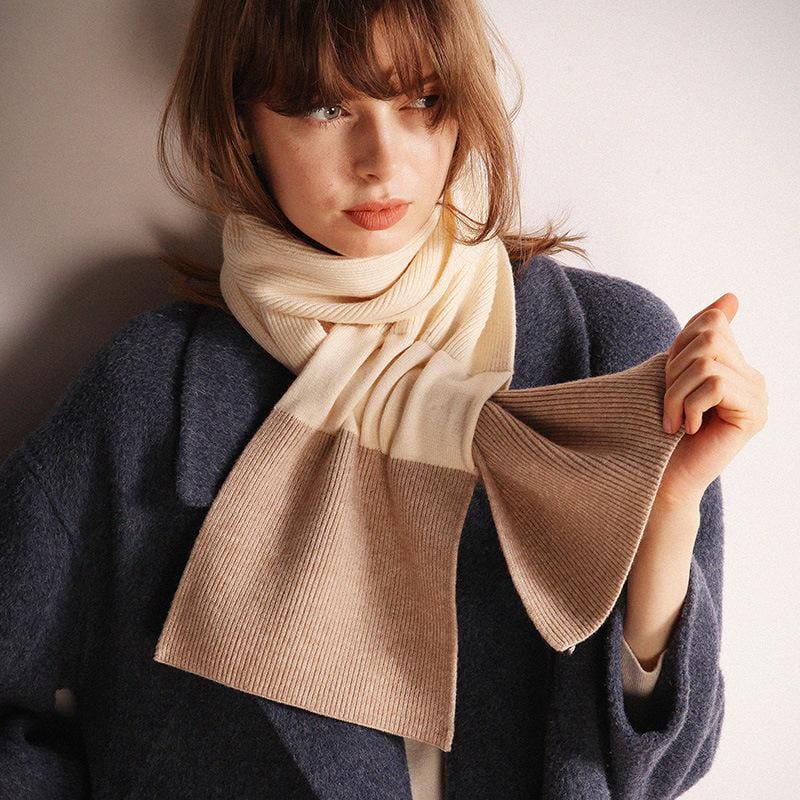 Two Tone Ribbed Knit Scarf - Image 14