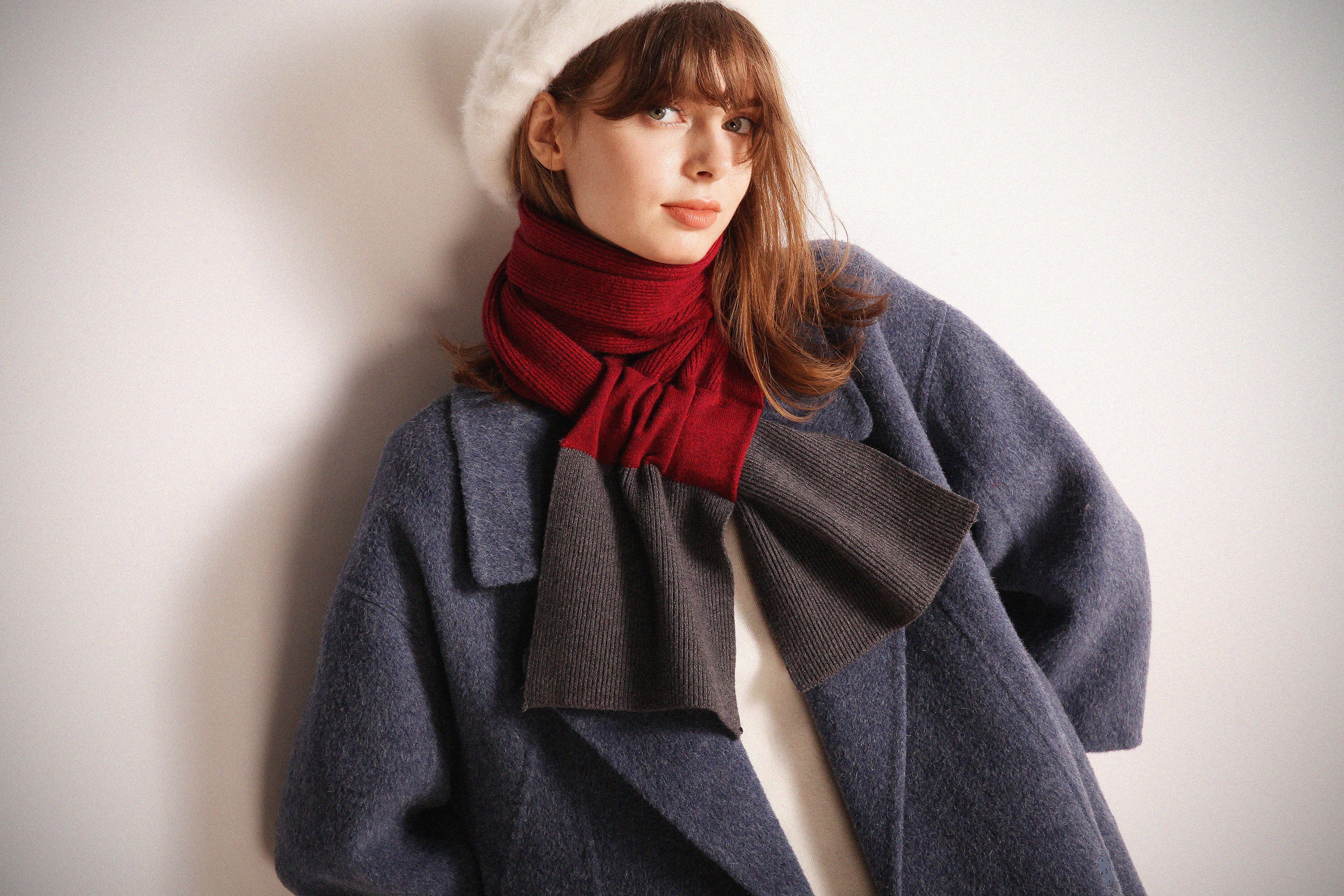 Two Tone Ribbed Knit Scarf - Image 19