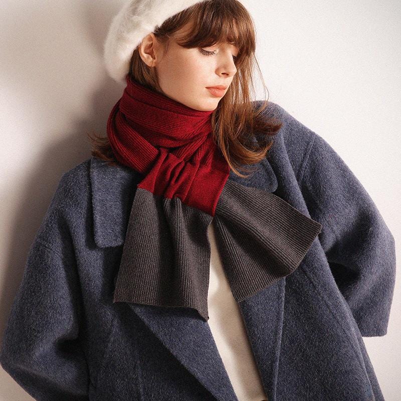 Two Tone Ribbed Knit Scarf - Image 23