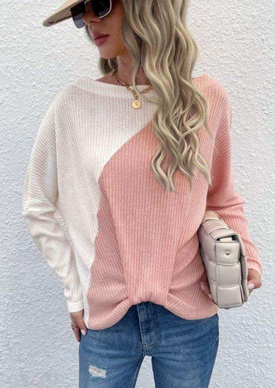 Two Tone Ribbed Knit Sweater - Image 2
