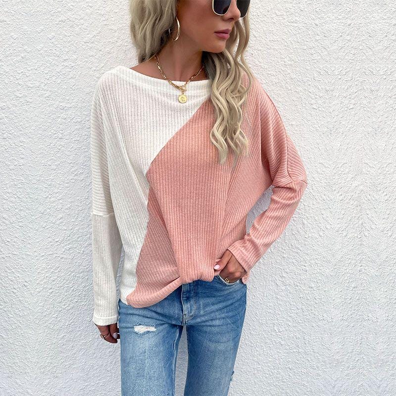 Two Tone Ribbed Knit Sweater - Image 3