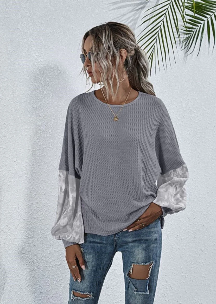 Two Tone Sleeve Knit Sweater - Image 2