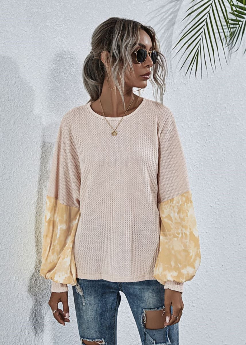 Two Tone Sleeve Knit Sweater - Image 8
