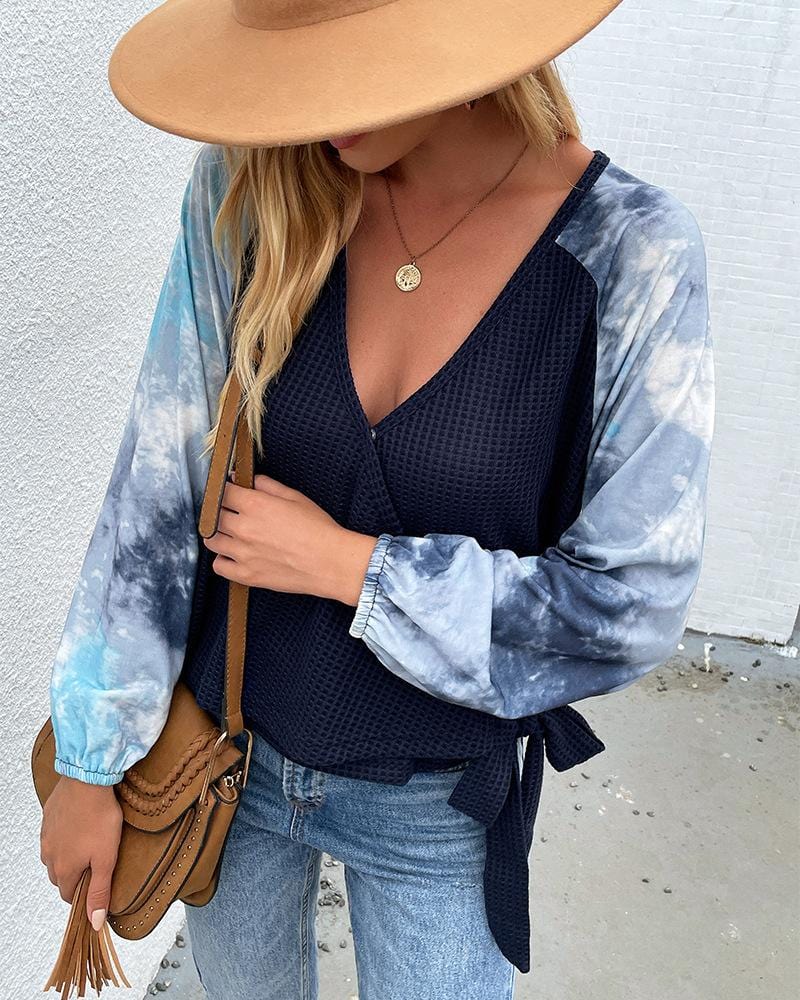 Two Tone Surplice Knit Sweater - Image 3
