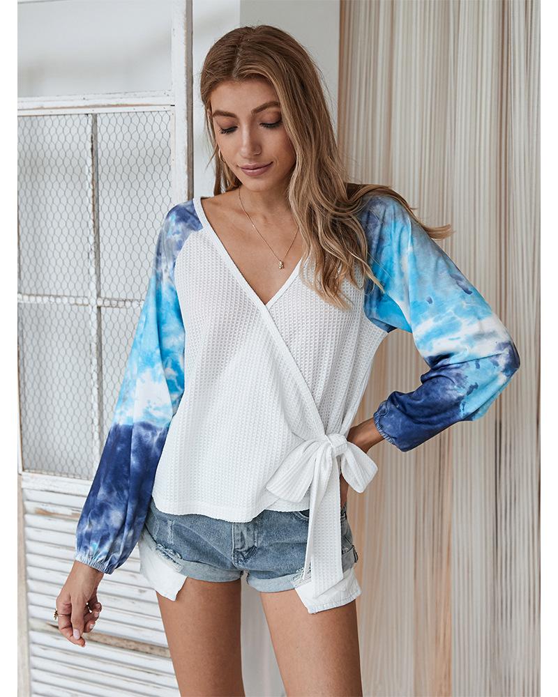 Two Tone Surplice Knit Sweater - Image 7