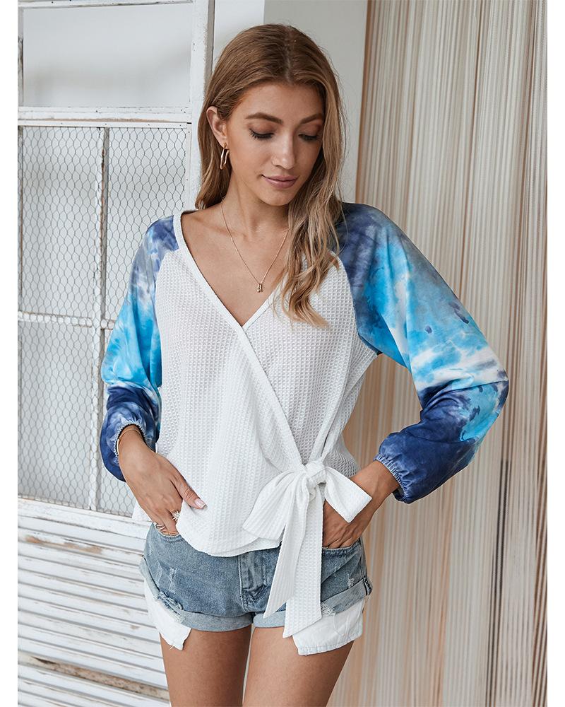 Two Tone Surplice Knit Sweater - Image 9