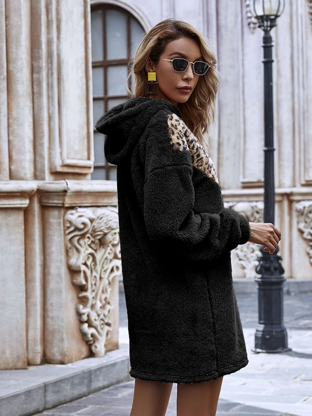 Two Tone Teddy Hoodie Dress - Image 4