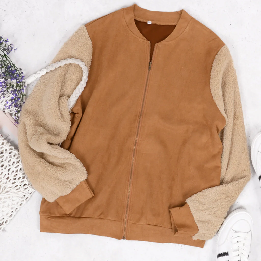 Two Tone Teddy Sleeve Jacket - Image 6