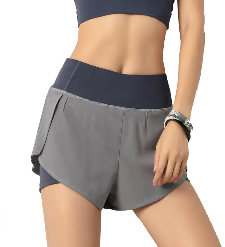 Two Toned Waistband Active Shorts - Image 2