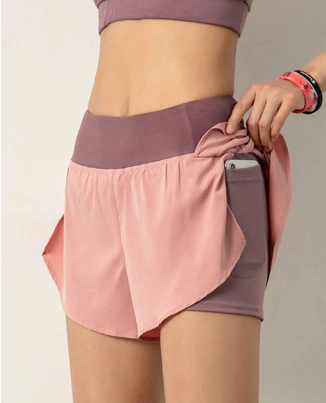 Two Toned Waistband Active Shorts - Image 5