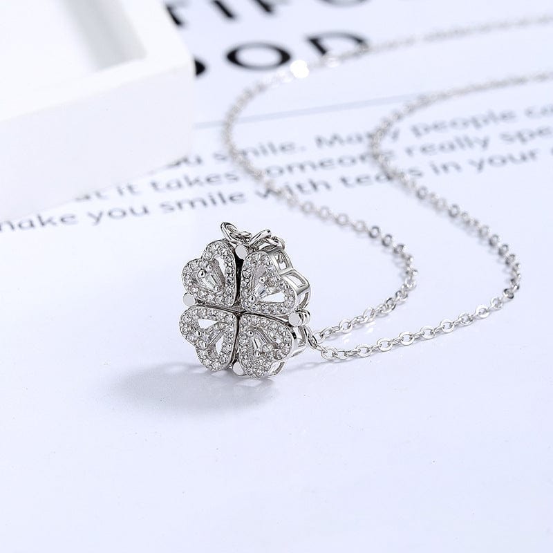 Two-Way Wear Four Leaf Clover 925 Sterling Silver Necklace - Image 6