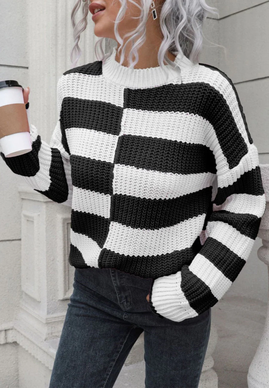 Uneven Striped Textured Sweater - Image 2