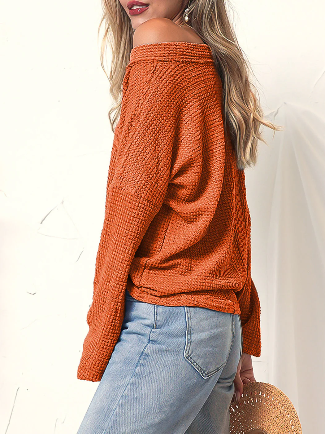 V Neck Bishop Sleeve Sweater - Image 2