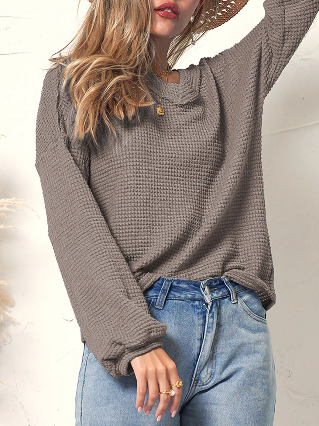 V Neck Bishop Sleeve Sweater - Image 3