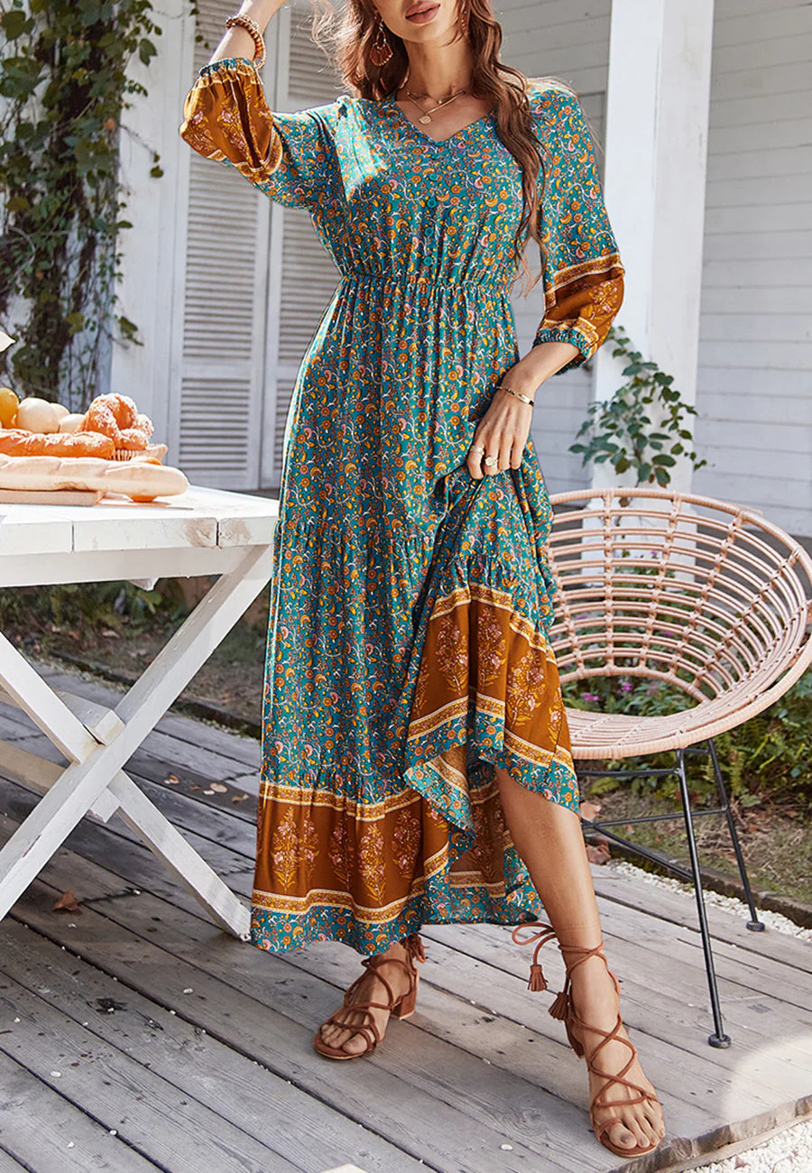 V Neck Bohemian Maxi Dress - Image 13