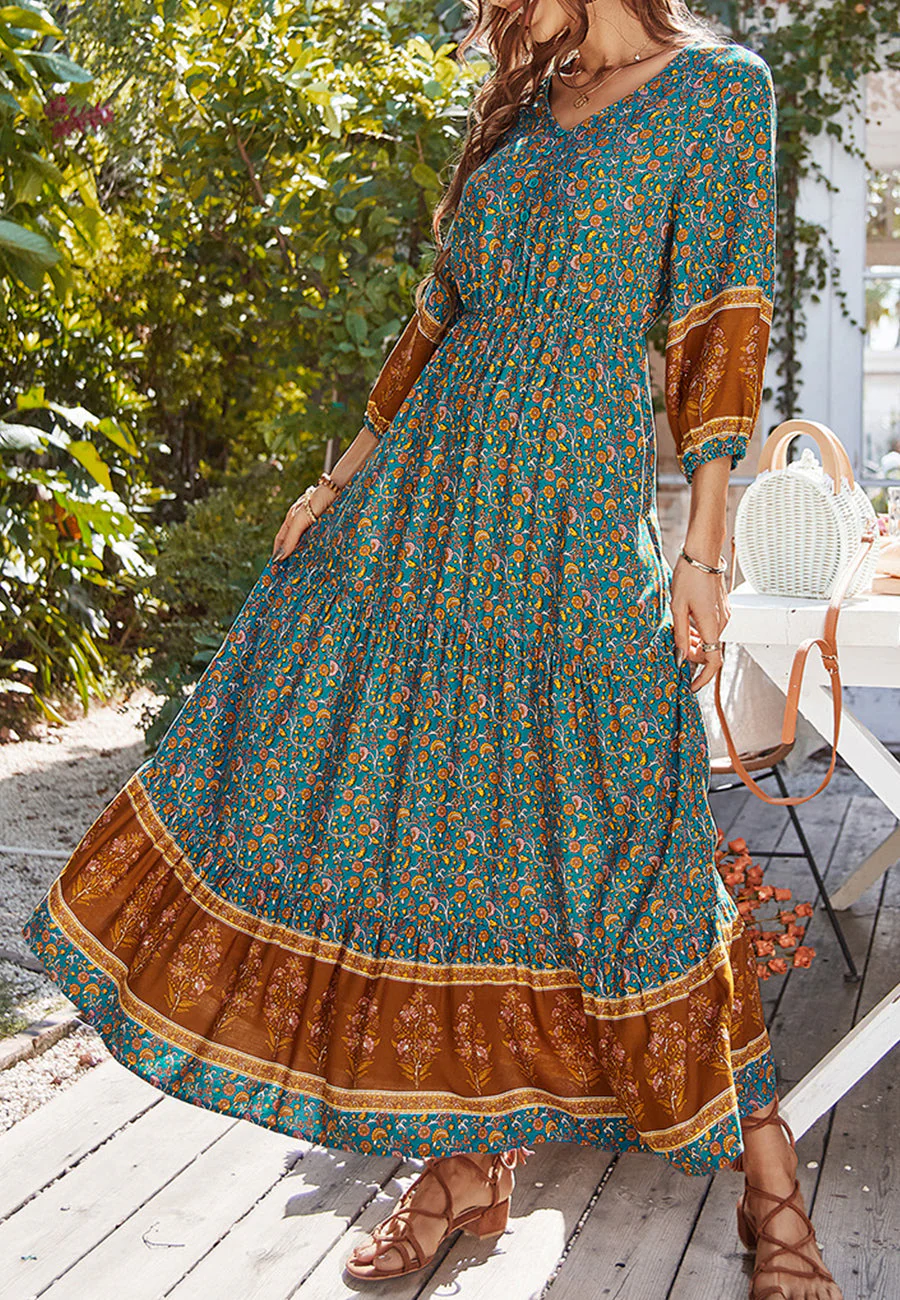 V Neck Bohemian Maxi Dress - Image 14