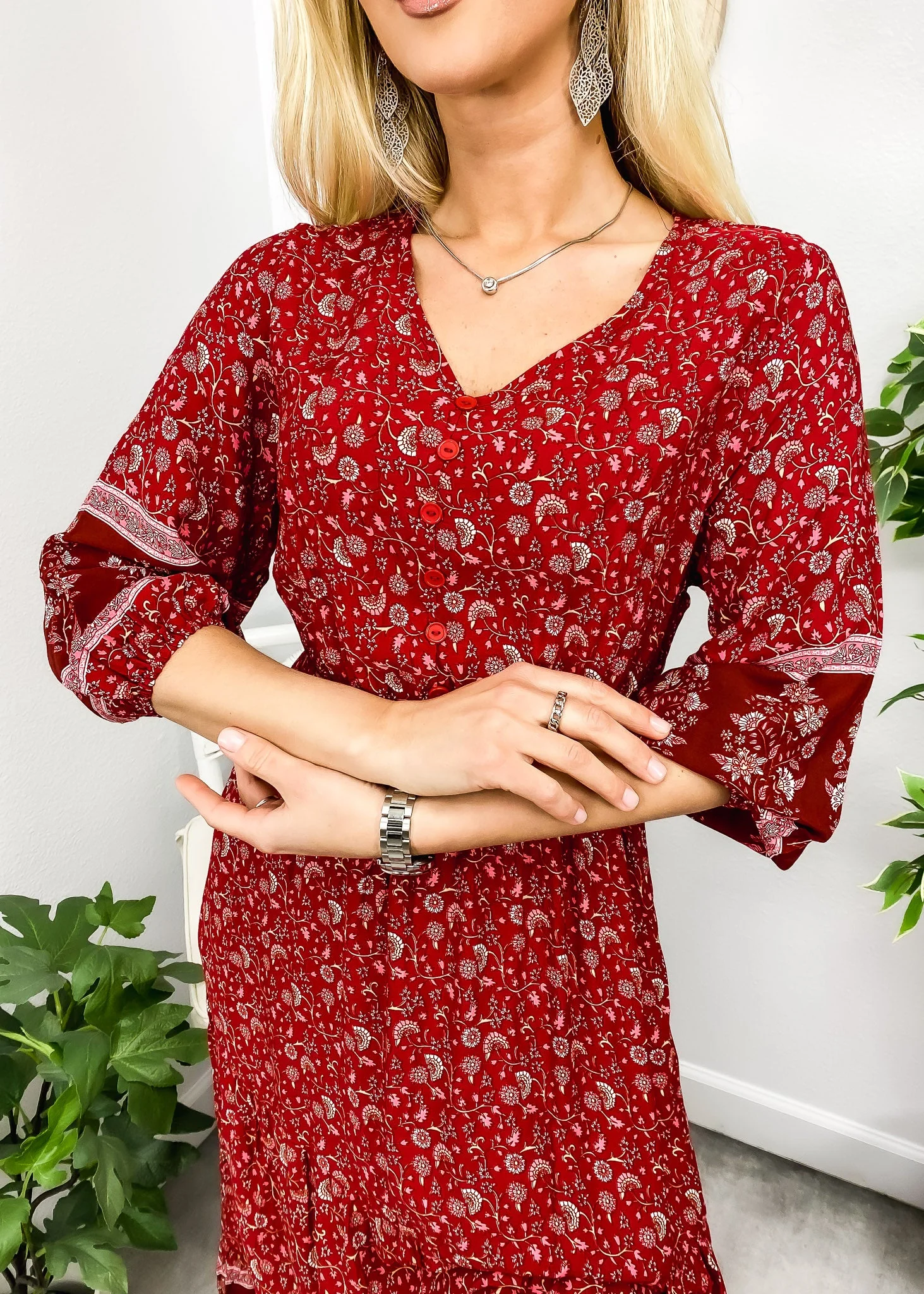 V Neck Bohemian Maxi Dress - Image 2