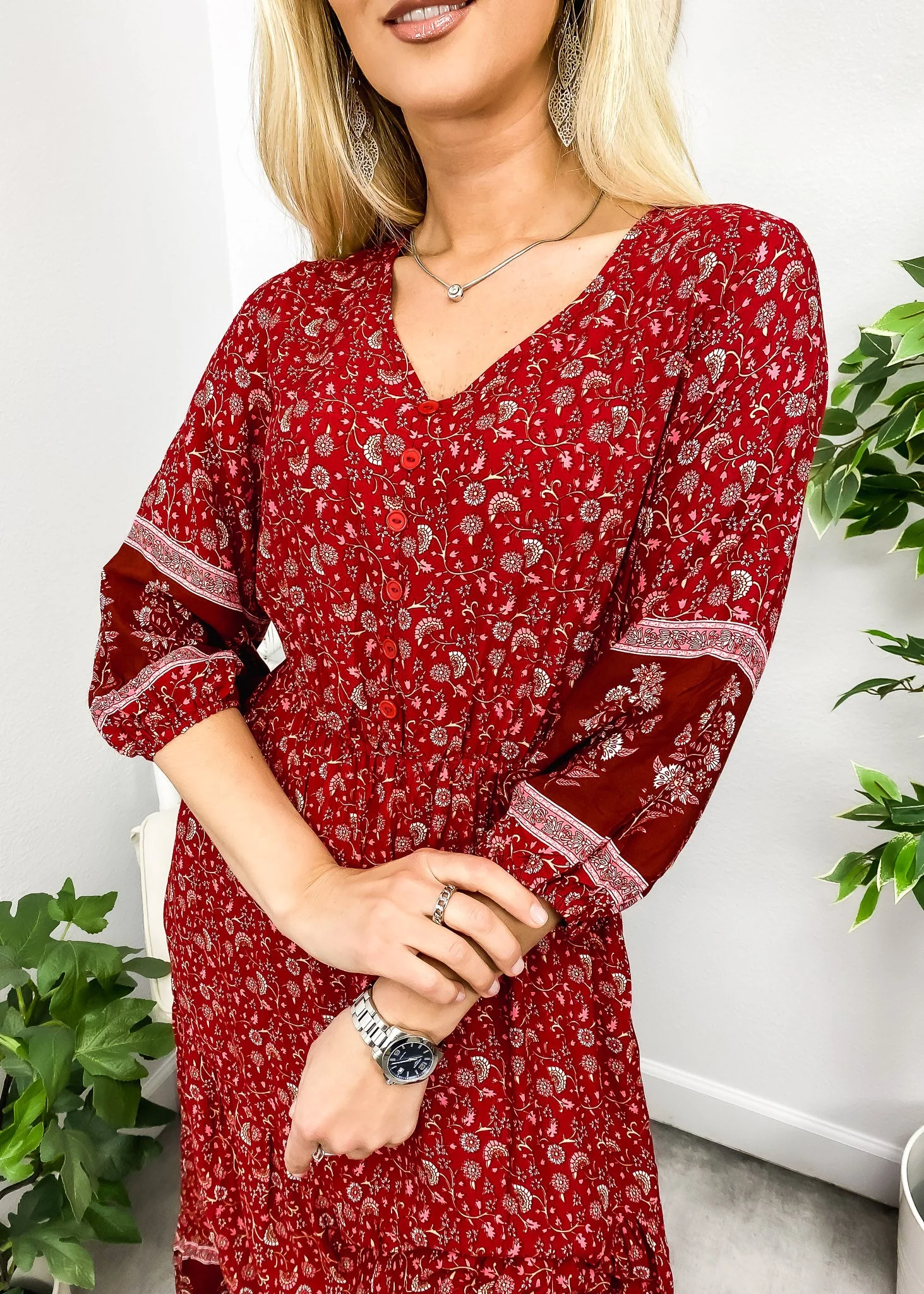 V Neck Bohemian Maxi Dress - Image 3