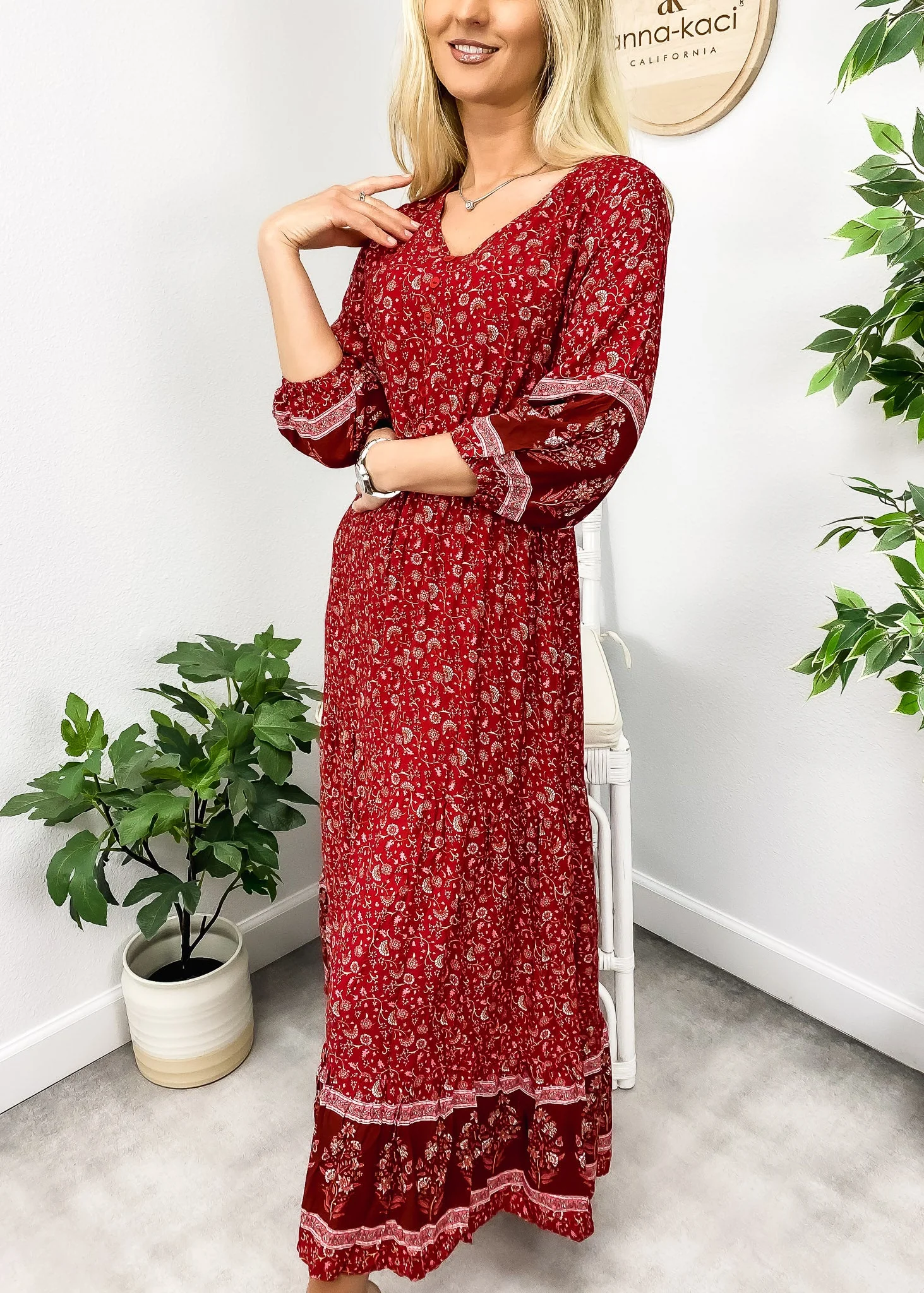 V Neck Bohemian Maxi Dress - Image 5