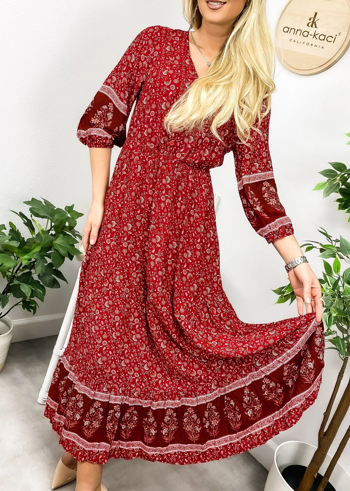 V Neck Bohemian Maxi Dress - Image 6