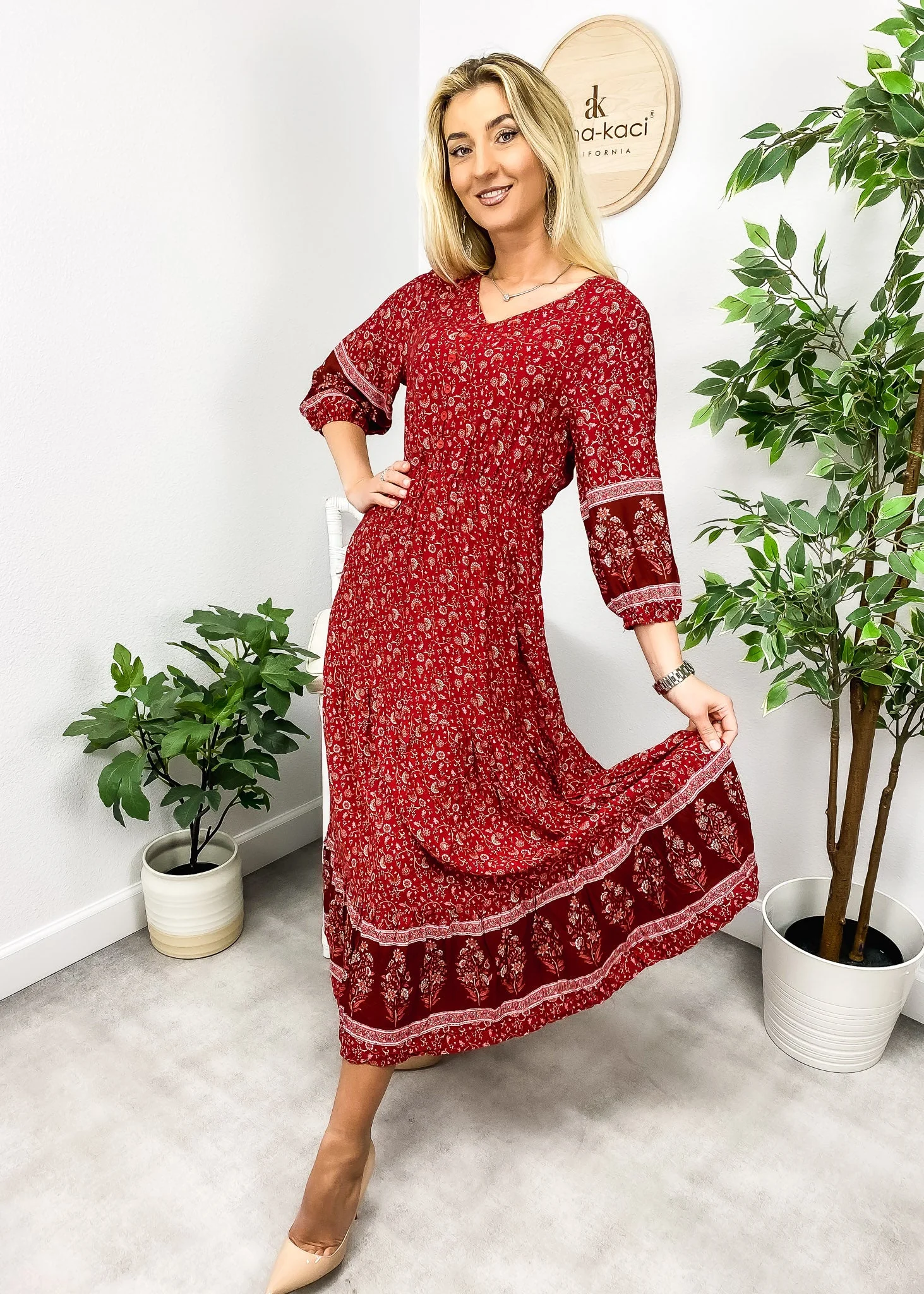 V Neck Bohemian Maxi Dress - Image 8