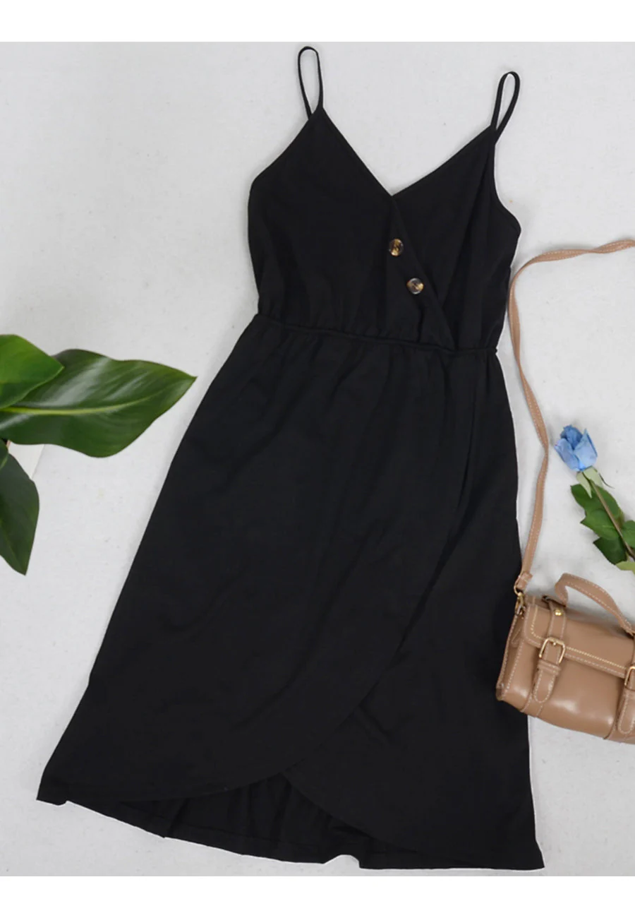 V Neck Button Overlap Dress - Image 7