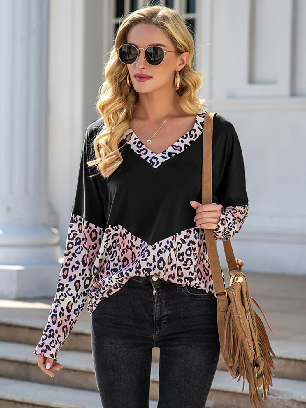 V Neck Color Block Tee - Image 6