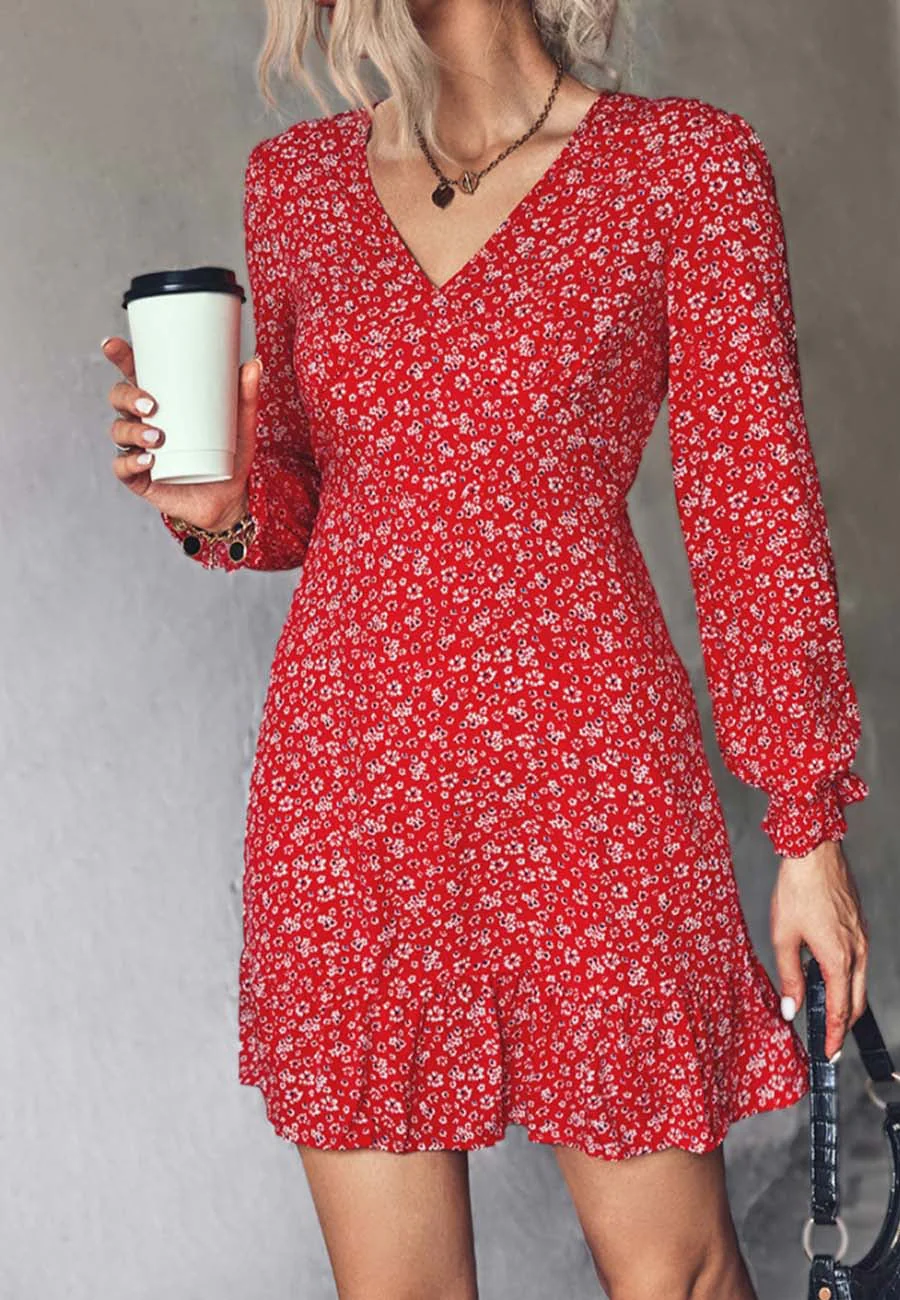 V Neck Dainty Floral Dress - Image 13