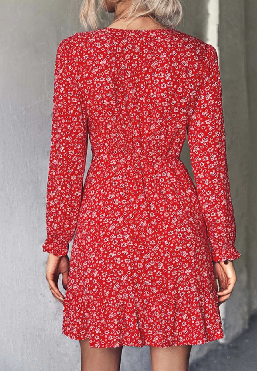 V Neck Dainty Floral Dress - Image 14
