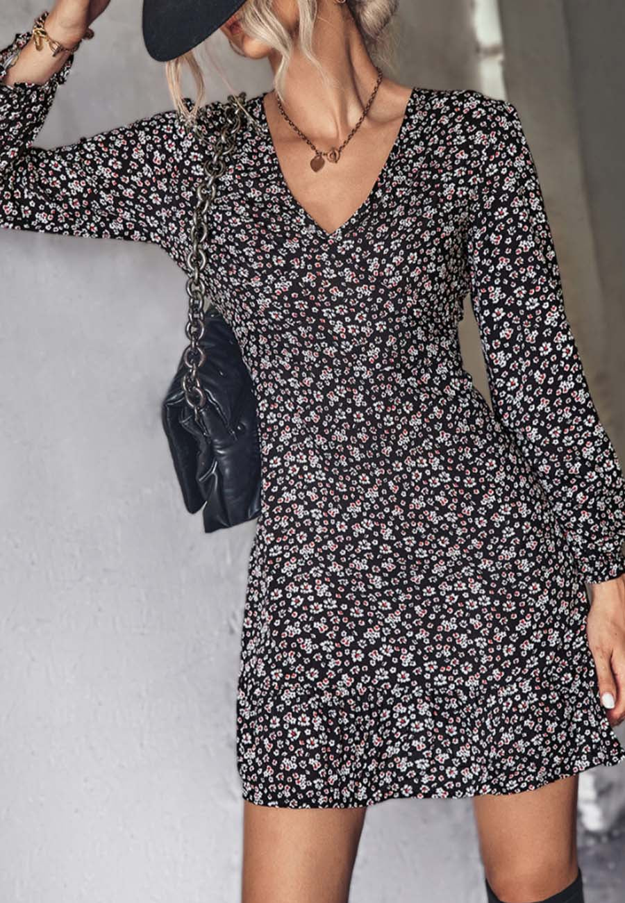 V Neck Dainty Floral Dress - Image 2