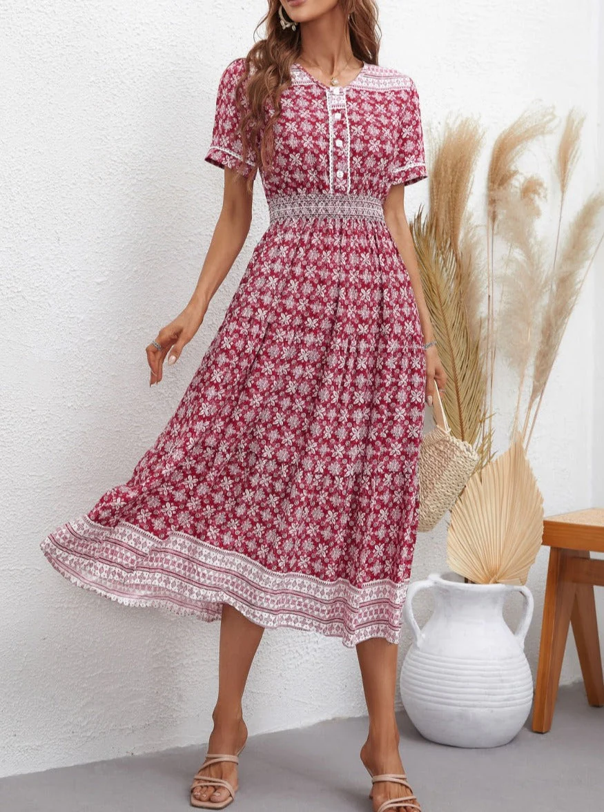 V Neck Floral Boho Dress - Image 6