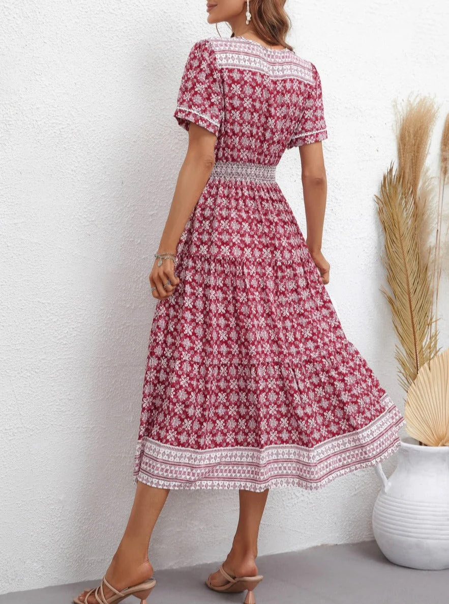 V Neck Floral Boho Dress - Image 7