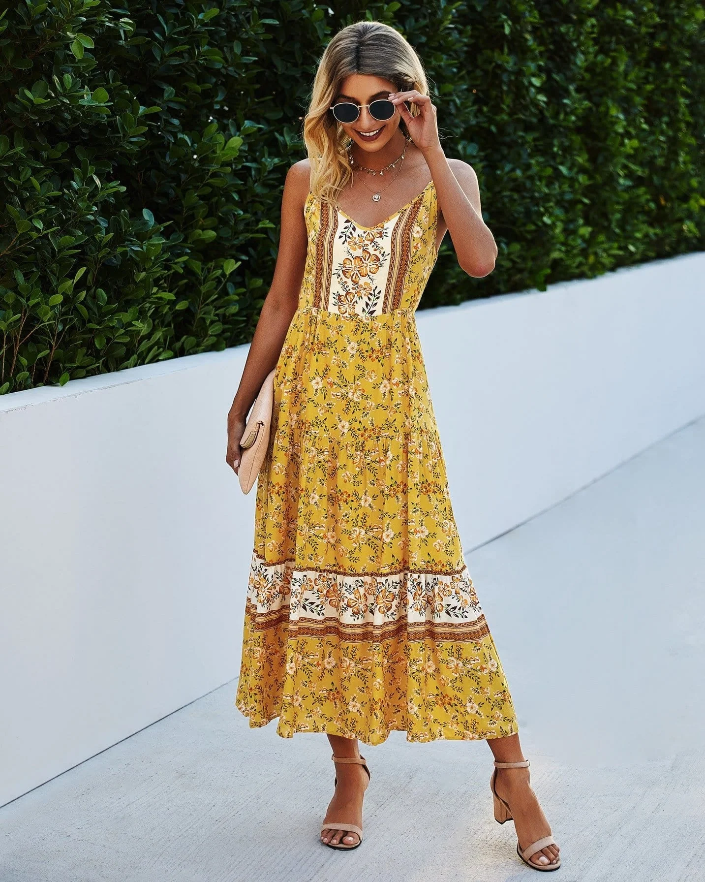 V Neck Floral Maxi Dress - Image 2