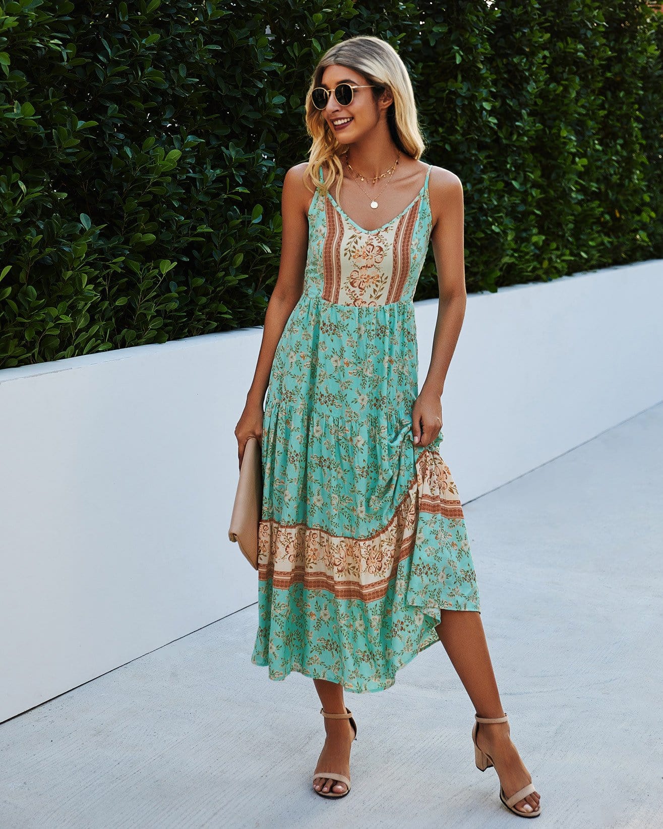 V Neck Floral Maxi Dress - Image 7