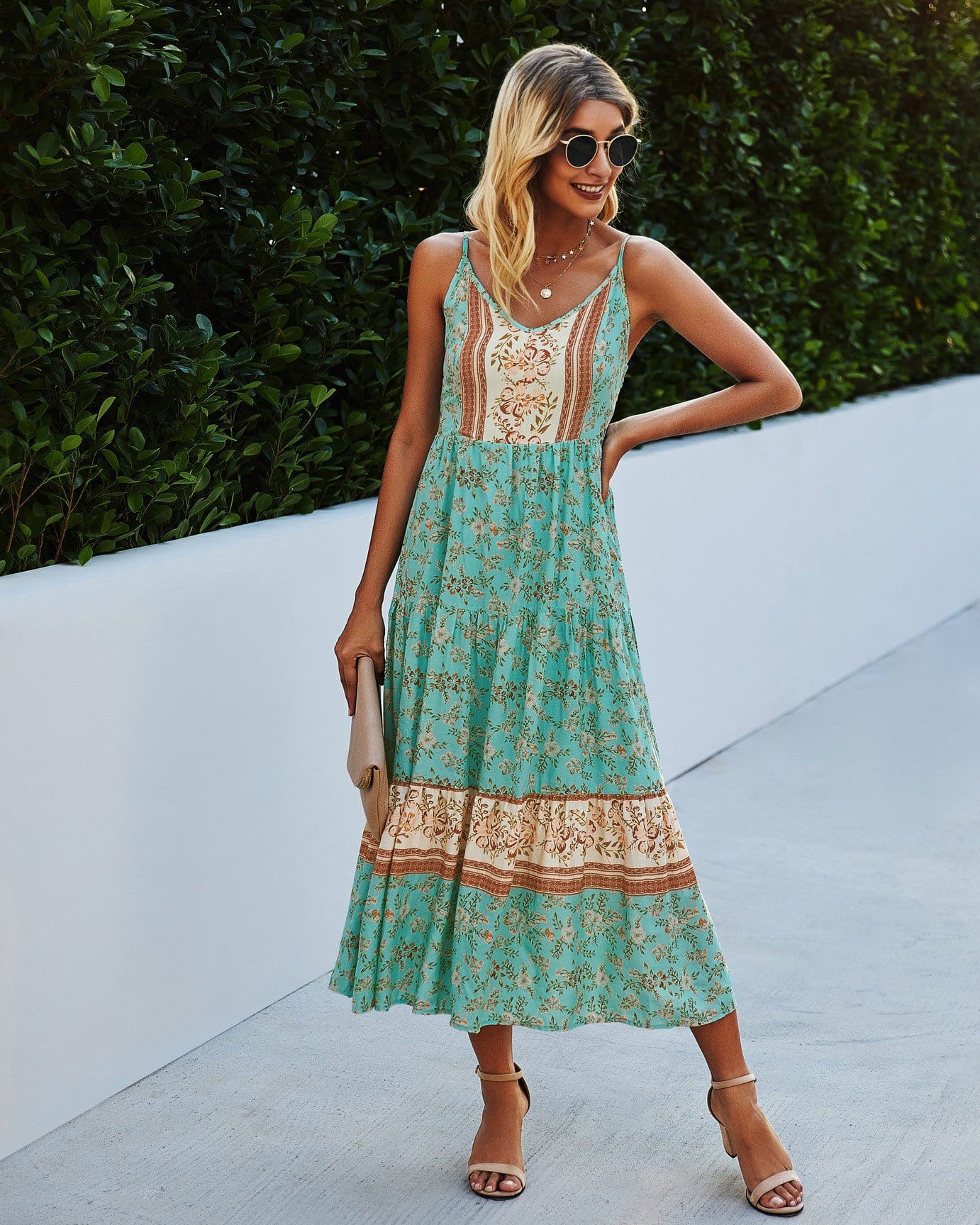 V Neck Floral Maxi Dress - Image 8